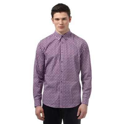 Ben Sherman Big and tall purple geometric print checked shirt